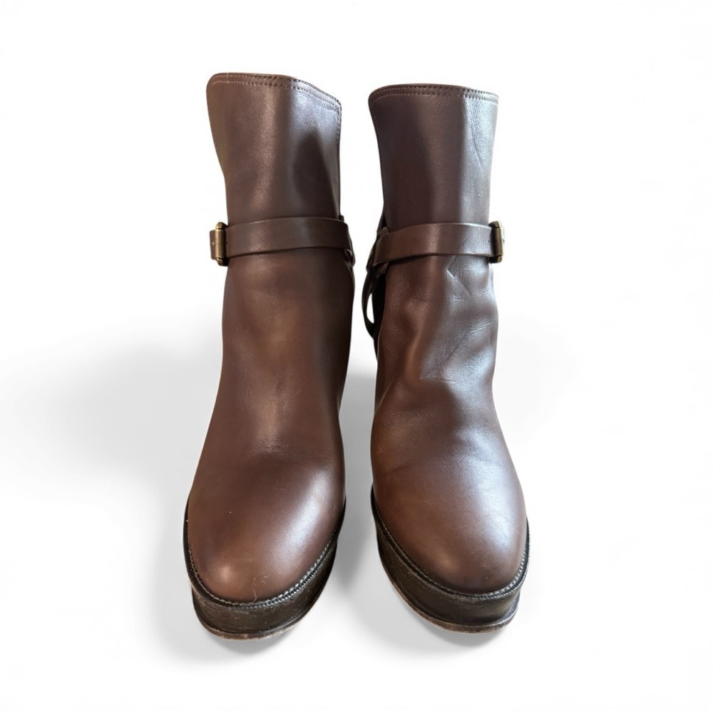 Ralph Lauren Collection Brown Leather Platform Ankle Boots Size 9M Italy - Picture 9 of 14